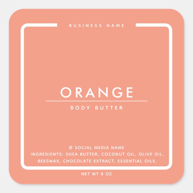 Pegatina Cuadrada Minimalista elegante, simple y moderno estribillo (Anverso)