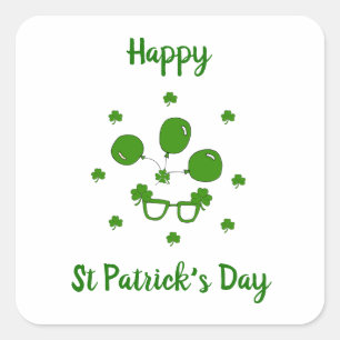 Pegatina Cuadrada Minimalista Feliz Día de San Patricio