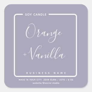 Pegatina Cuadrada Minimalista lavanda lujosa y sencilla con velas