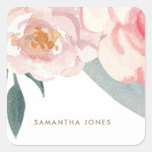 Minimalista Moderna Floral de Peonía Rosa Acuarela