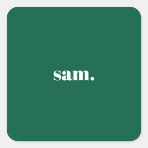 Pegatina Cuadrada Minimalista negrita texto personalizado verde