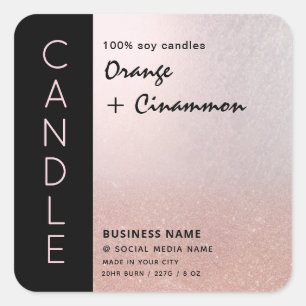 Pegatina Cuadrada Minimalista rosa oro soja candle square sti