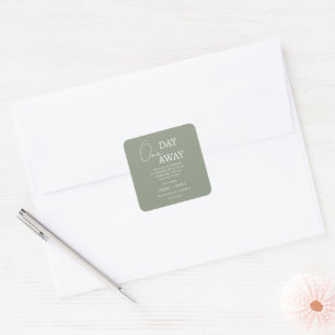 Pegatina Cuadrada Minimalista sabio un día antes Boda Gracias