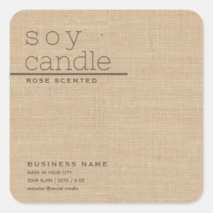 Pegatina Cuadrada Minimalista simple apariencia tipografía vela