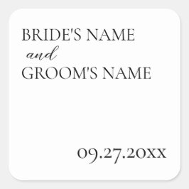 Pegatina Cuadrada Minimalista tarjeta Boda simple y moderna