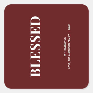 Pegatina Cuadrada Mínimo BLESSED Deep Red Holiday