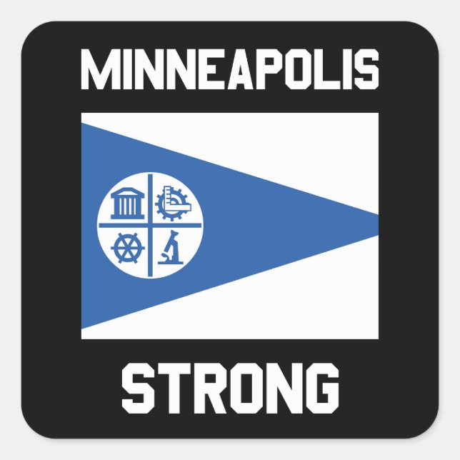 Pegatina Cuadrada Minneapolis Fuerte  (Anverso)