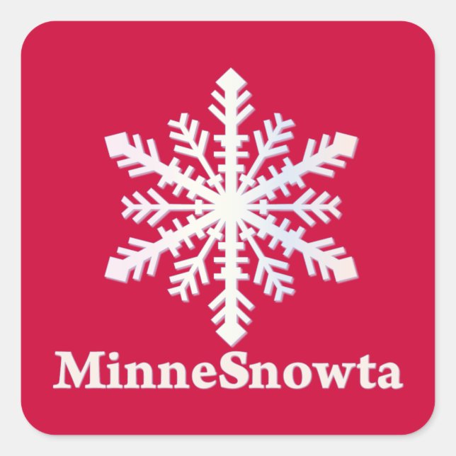 Pegatina Cuadrada MinneSnowta con copo de nieve (Anverso)
