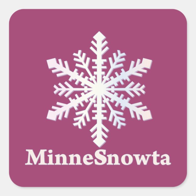 Pegatina Cuadrada MinneSnowta con copo de nieve (Anverso)