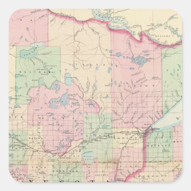 Pegatina Cuadrada Minnesota (Anverso)