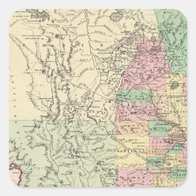 Pegatina Cuadrada Minnesota 4 (Anverso)