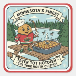 Pegatina Cuadrada Minnesota Tater Tot Hotdish Retro Mascot Sticker