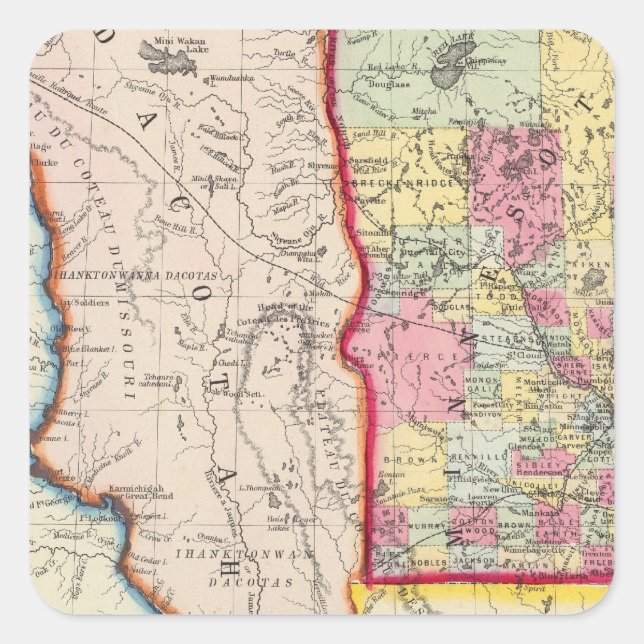 Pegatina Cuadrada Minnesota, y Dacotah (Anverso)