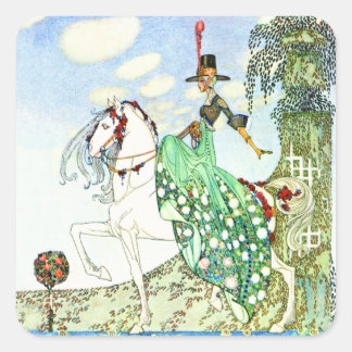 Pegatina Cuadrada Minotte, la princesa de cuento de Kay Nielsen