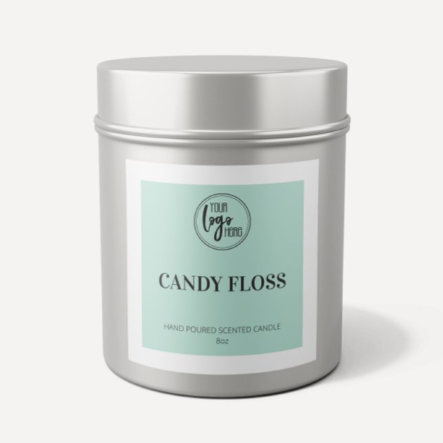 Pegatina Cuadrada Mint Green Square Border Your Logo Candle Label (Subido por el creador)