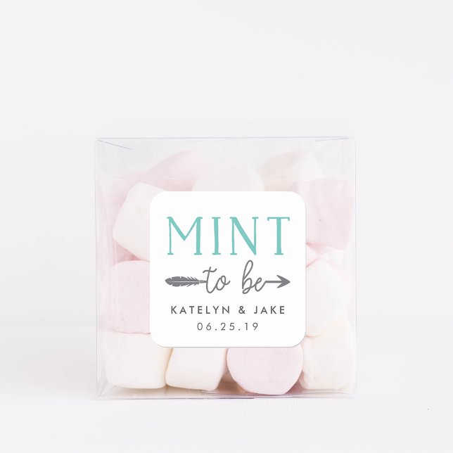 Pegatina Cuadrada Mint to Be | Favor de la boda personalizada (Subido por el creador)