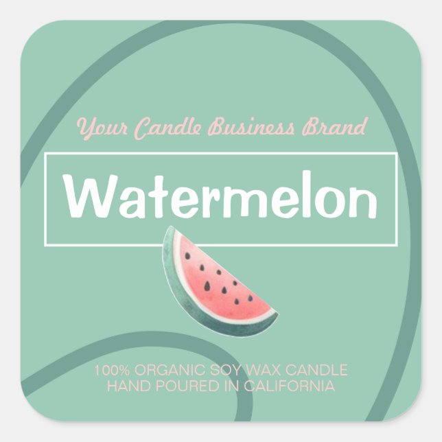 Pegatina Cuadrada Mint Watermelon Cute Style Candles Labels modernos (Anverso)