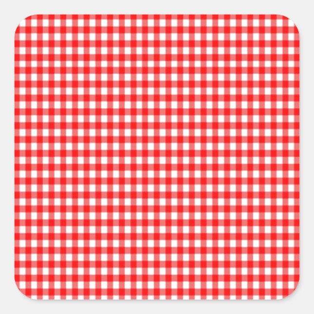 Pegatina Cuadrada minúsculo cheque rojo y blanco Gingham (Anverso)