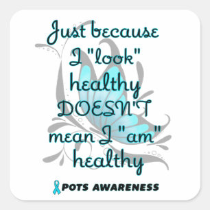 Pegatina Cuadrada "Mira" saludable/mariposa...POTS