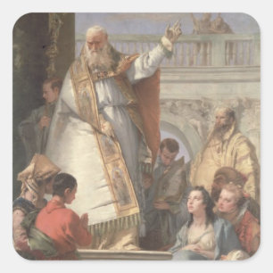 Pegatina Cuadrada Miracle of St. Patrick, c.1746 (aceite sobre lienz