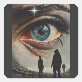 Pegatina Cuadrada Mirada de la esperanza: El optimismo vigilante en 