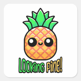 Pegatina Cuadrada ¡Mirando a Pine! Cute Pineapple Pun