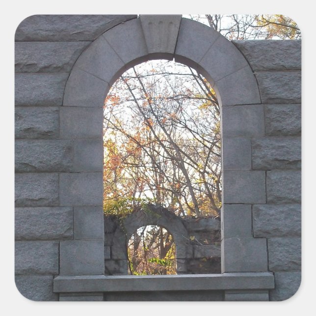 Pegatina Cuadrada Mirando hacia (Anverso)