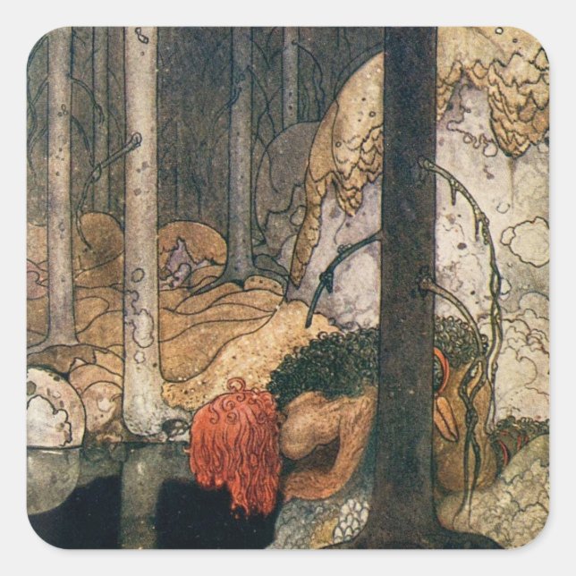 Pegatina Cuadrada Mirando hacia un estanque (Anverso)