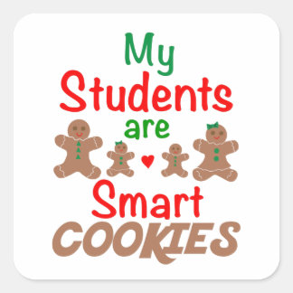 Pegatina Cuadrada Mis Estudiantes Son Cookies Inteligentes, Xmas De