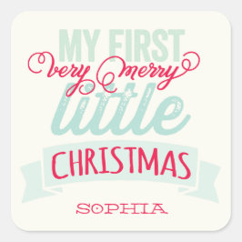 Pegatina Cuadrada Mis Navidades pequeños, , bebés, primero Navidades