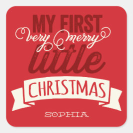Pegatina Cuadrada Mis Navidades pequeños, , bebés, primero Navidades