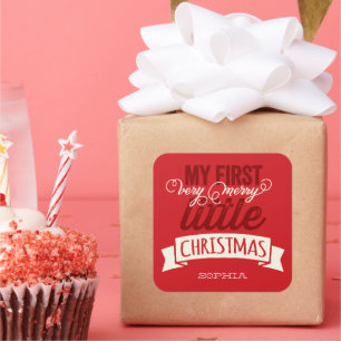 Pegatina Cuadrada Mis Navidades pequeños, , bebés, primero Navidades