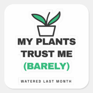 Pegatina Cuadrada Mis Plantas Me Confían Apenas Chistoso Sticker de