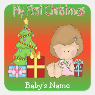 Pegatina Cuadrada Mis primeros Pegatinas de la Plaza Chica de Navida