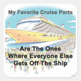 Pegatina Cuadrada Mis Puertos de Crucero Favoritos - Stickers