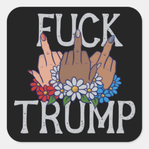 Pegatina Cuadrada Mis sentimientos sobre Donald Trump United