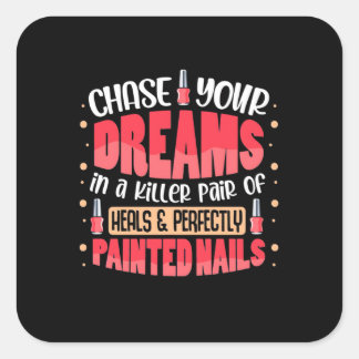 Pegatina Cuadrada Mis sueños pintados con uñas