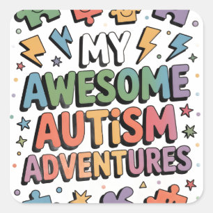 Pegatina Cuadrada Mis Ventajas Increíbles de Autismo
