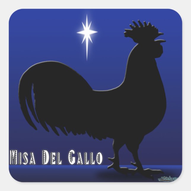 Pegatina Cuadrada Misa Del Gallo (Anverso)