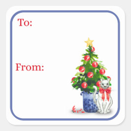 Pegatina Cuadrada Mischievous Cat Holiday Stickers