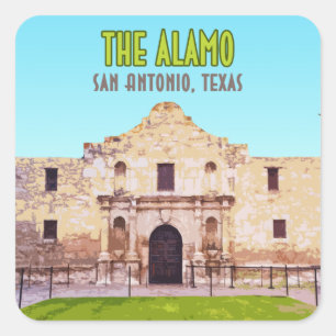 Pegatina Cuadrada Misión Álamo San Antonio Texas