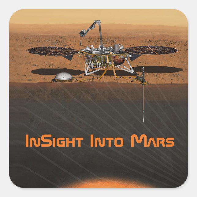 Pegatina Cuadrada Misión InSight Mars Lander (Anverso)