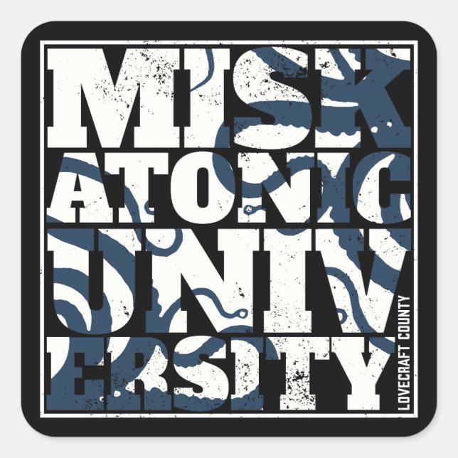 Pegatina Cuadrada Miskatonic University Tentacles Lovecraftian (Anverso)