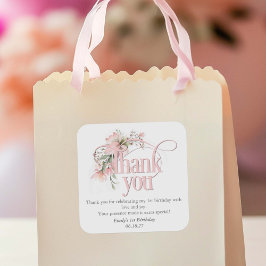 Pegatina Cuadrada Miss Maravillosa Bolsa de oro de cumpleaños gracia