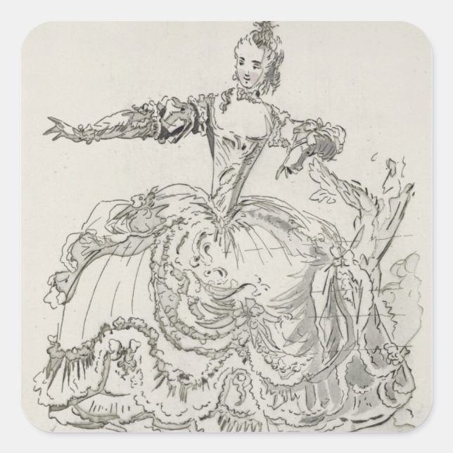 Pegatina Cuadrada Miss Puvigne como la estatua viva, en Pigmalion, (Anverso)