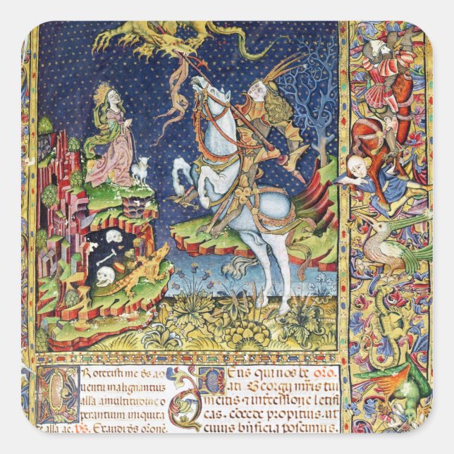 Pegatina Cuadrada Missal de San Jorge de Topusko (Anverso)