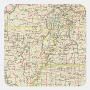 Pegatina Cuadrada Missouri, Arkansas, Kentucky, Tennessee