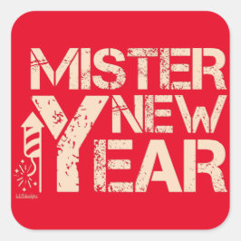PEGATINA CUADRADA MISTER NEW YEAR
