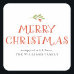 Pegatina Cuadrada Mistletoe Merry Christmas Presels<br><div class="desc">Mistletoe Merry Christmas Presels</div>