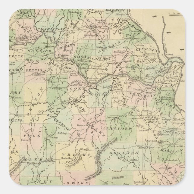 Pegatina Cuadrada Misuri (Anverso)